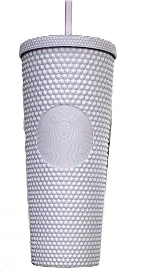 Starbucks 2021 Holiday Bling Studded Cold Cup Tumbler 24oz White | 057RMFZWV