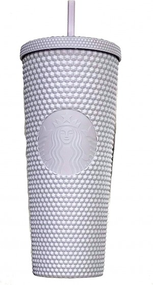 Starbucks 2021 Holiday Bling Studded Cold Cup Tumbler 24oz White | 753HSYITP