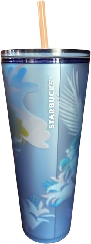 Starbucks 2023 Blue Floral Soft Touch Venti 24 Oz Tumbler With Straw Blue | 015UJIKYT