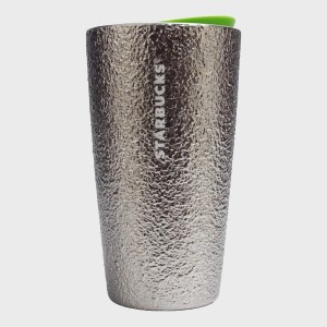 Starbucks 2023 Holiday Silver Metallic Foil Hammered Texture Ceramic Tumbler Mug Silver Metal | 514IGATPQ