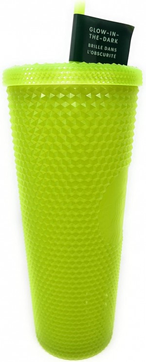 Starbucks 24 Oz Double Wall Glow In The Dark Black Light Uv Slime Green Cold Cup Tumbler Green | 037IEYNBD