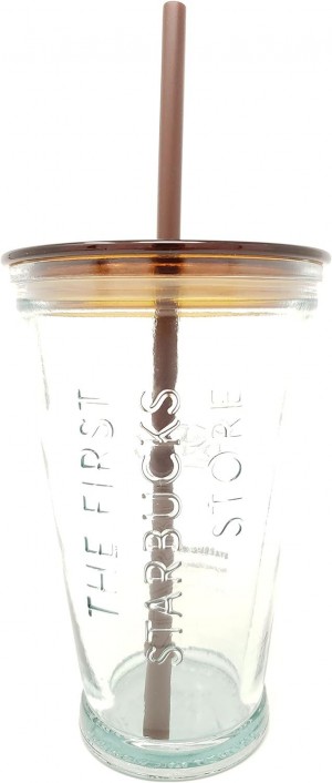 Starbucks Exclusive Seattle 1912 Pike Place First Store Brown Recycled Glass Cold Cup, 16 Fl Oz Brown | 428DEHSPI