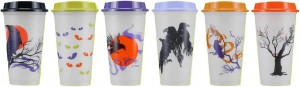 Starbucks Fall 2022 Reusable Plastic Hot Cups With Lids Glow In The Dark Halloween 6 Cups 16 Oz Each Multicolor | 184BRKZOE