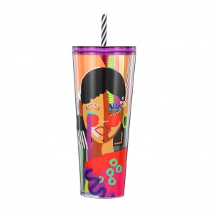 Starbucks Girl With Earring Cold Cup Plastic 24oz Multicolor | 640VYGQXB