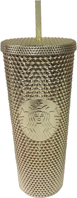 Starbucks Gold Studded Tumbler 2022 Fall Winter Holiday Bling (24 Oz - Venti) Gold | 948YNWEMO