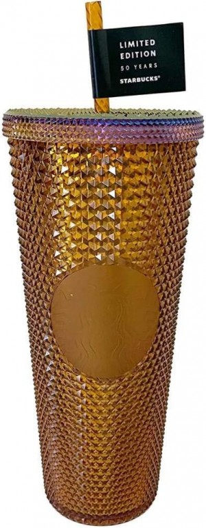 Starbucks Limited Edition 2021 50th Anniversary Honeycomb Gold Studded Cold Cup Tumbler 24oz Gold | 136QHBEFC