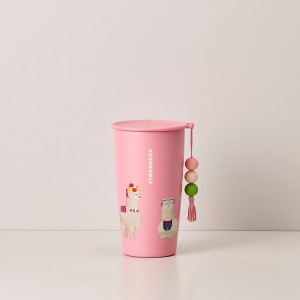 Starbucks Pink Alpaca Bohemian with Strap 12oz Tumbler Pink | 045NYGRDJ