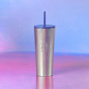 Starbucks Purple Iridescent Glitter Stainless Steel Cold Cup 16oz Purple Grey | 680ZTYSGM