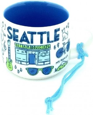 Starbucks Seattle Been There Collection Ceramic Coffee Demitasse Ornament 2 Oz Blue | 397ZSVMCH