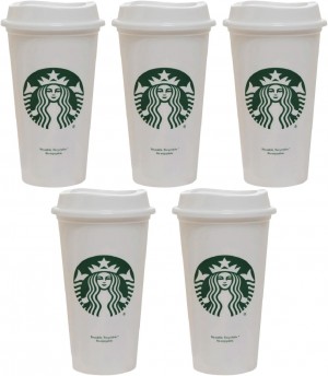 Starbucks Set Of 5 16oz Reusable Hot Cups With Lid White | 496OUHCAL