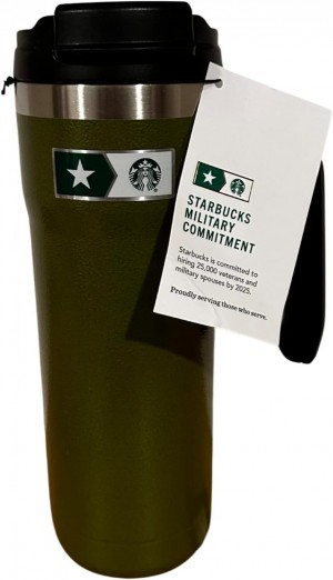 Starbucks Stanley Armed Forces Army Green Vacuum Sealed Cup Tumbler 20oz Green | 427GQAPUJ