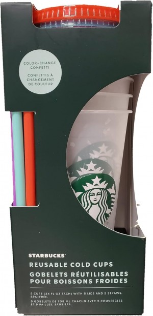 Starbucks Summer 2021 Color Changing Confetti Reusable Cold Cups Summer 24 Oz, Set Of 5 Multicolor | 851ONVXYT