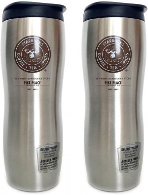 Starbucks The First Store Pike Place Concord Stainless Steel Tumber (2 Pack) Silver | 854LAEQXR