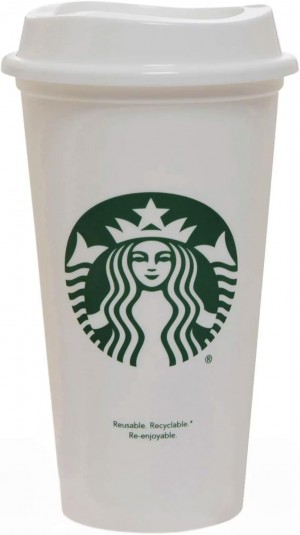 Starbucks White Reusable Plastic Travel Mug/Cup/Tumbler Grande Medium, 16oz 473ml White | 102BXGRUC