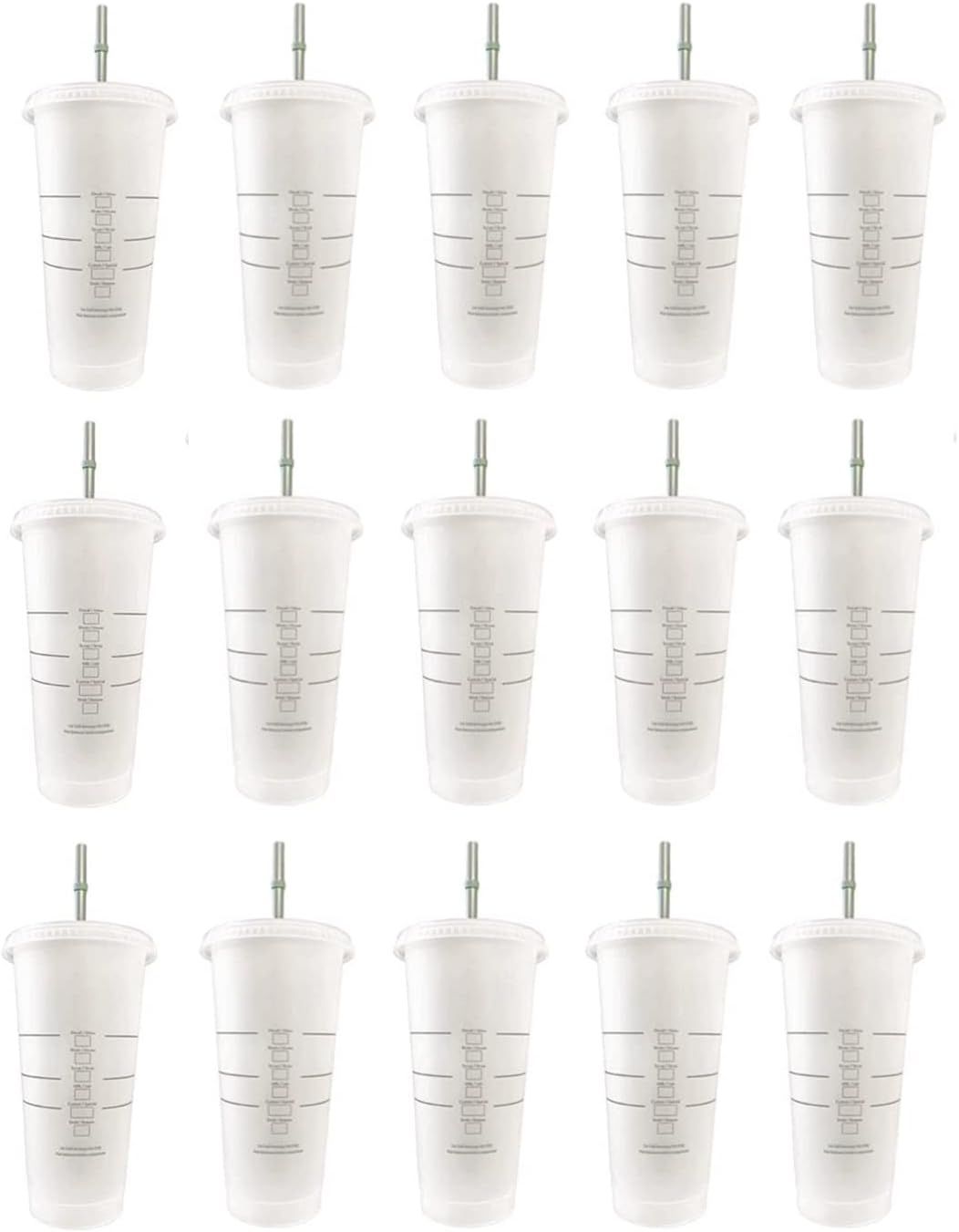 Starbucks 15 Pack Bundle - Reusable Frosted 24 Oz Cold Cup With Lid And Green Straw W/Stopper Green | 720TCOPIR