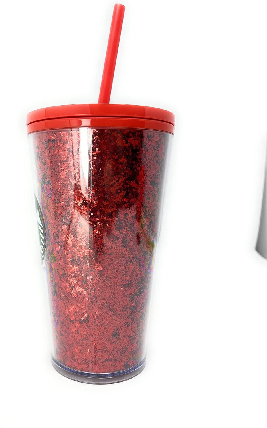 Starbucks 16 Oz Holiday Red Glitter And Red Two Tone Fade Insulated Tumbler With Straw Red | 201MUOTCI