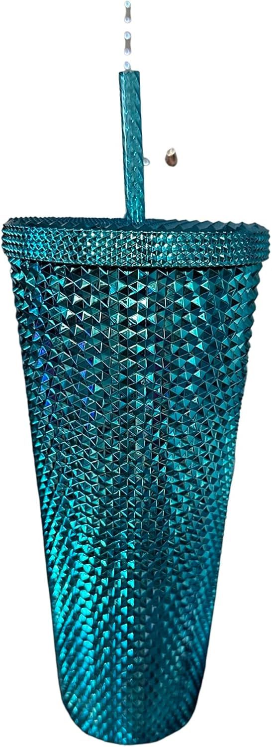 Starbucks 2023 Blue Chrome Studded Venti 24oz Tumbler With Straw Blue | 410CGDIUF