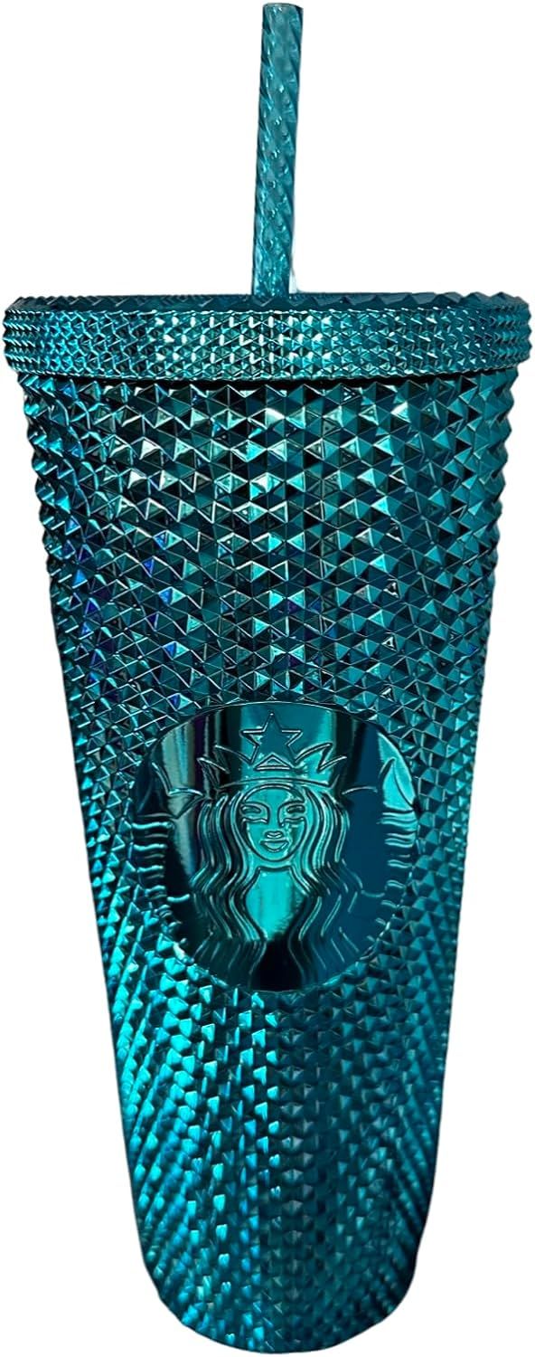 Starbucks 2023 Blue Chrome Studded Venti 24oz Tumbler With Straw Blue | 896DAWSQX