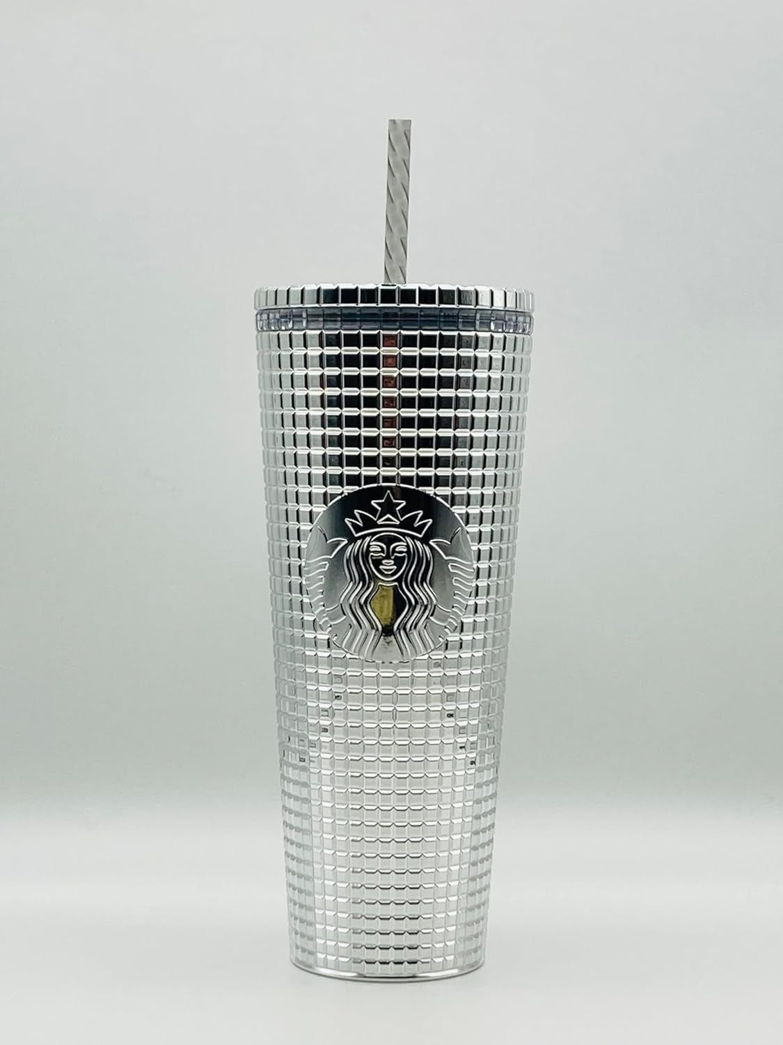 Starbucks 2023 Holiday Silver Chrome Grid Tumbler 24oz Venti Size Silver | 421FYZMNU