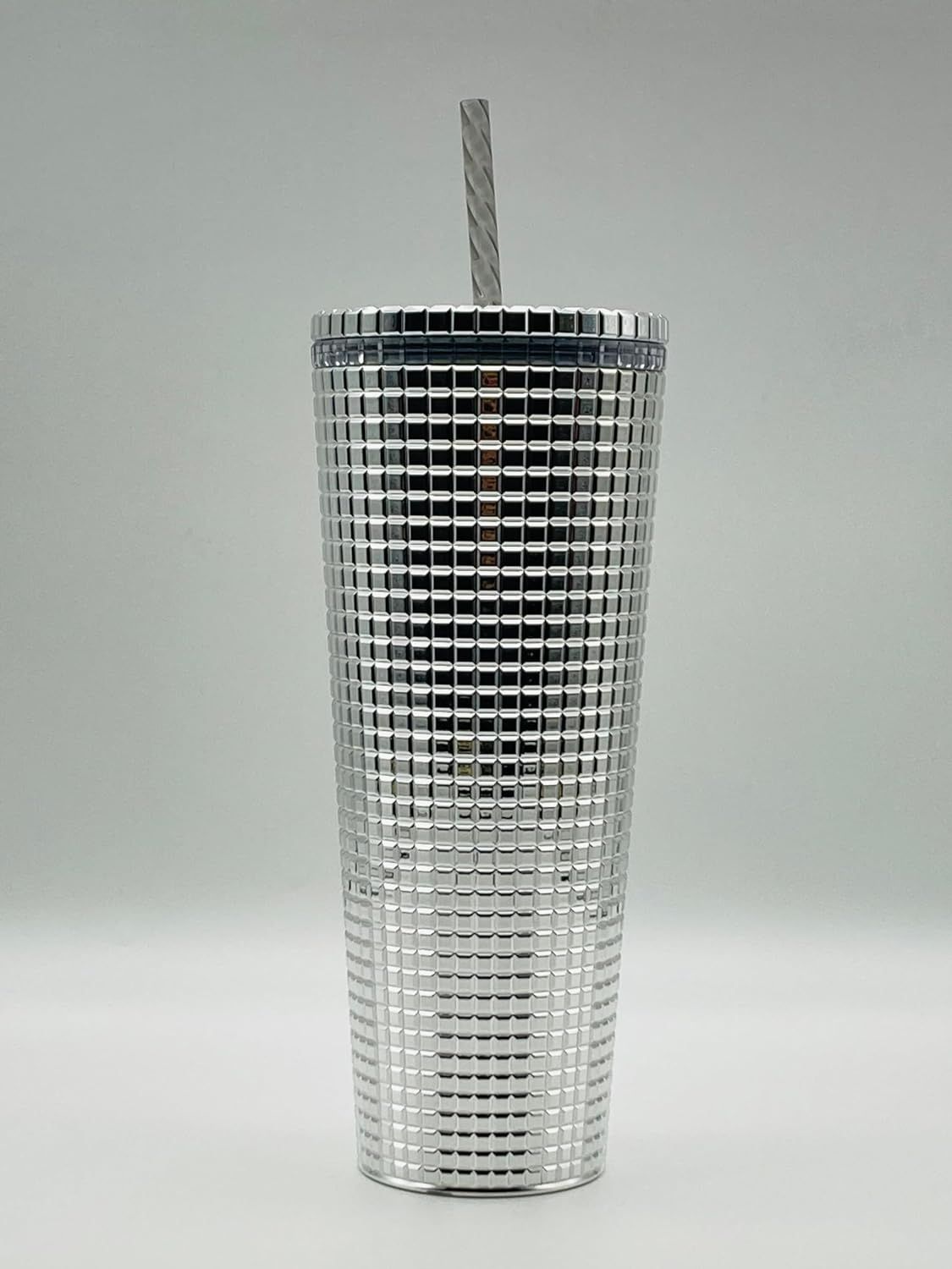 Starbucks 2023 Holiday Silver Chrome Grid Tumbler 24oz Venti Size Silver | 421FYZMNU