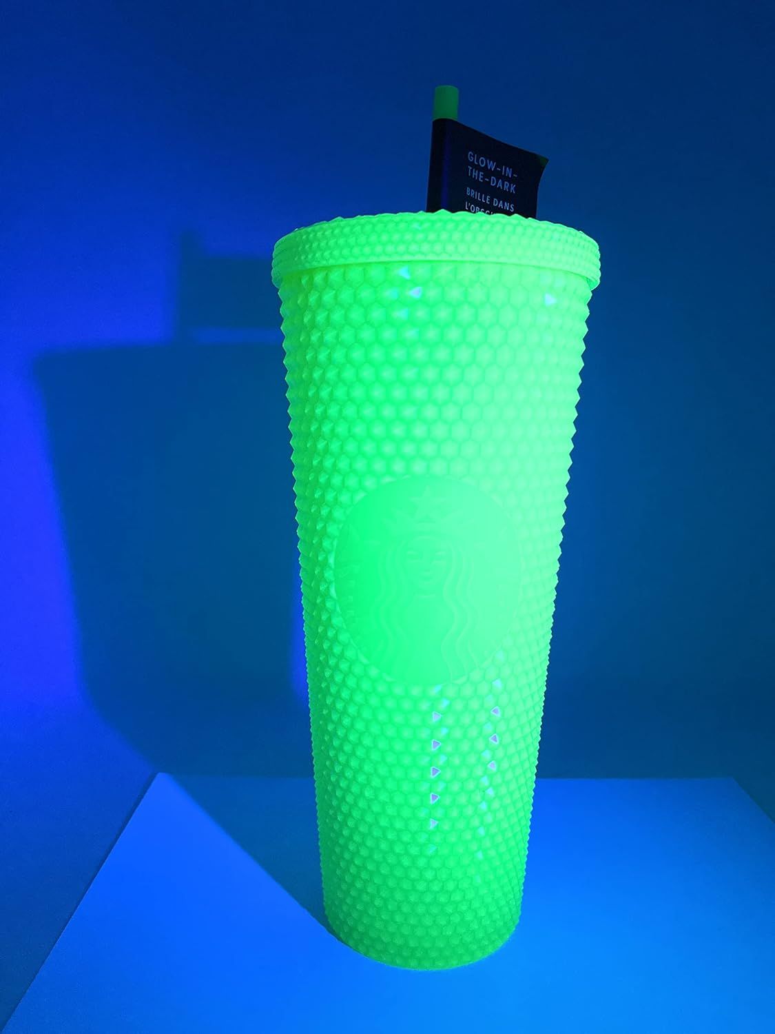 Starbucks 24 Oz Double Wall Glow In The Dark Black Light Uv Slime Green Cold Cup Tumbler Green | 312ROWBDP