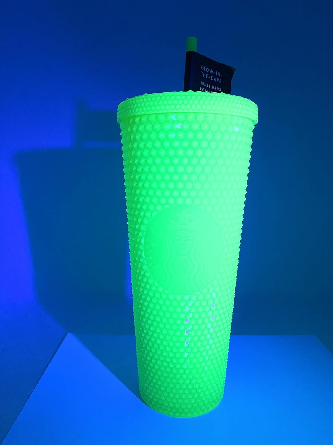 Starbucks 24 Oz Double Wall Glow In The Dark Black Light Uv Slime Green Cold Cup Tumbler Green | 413KBUWJM