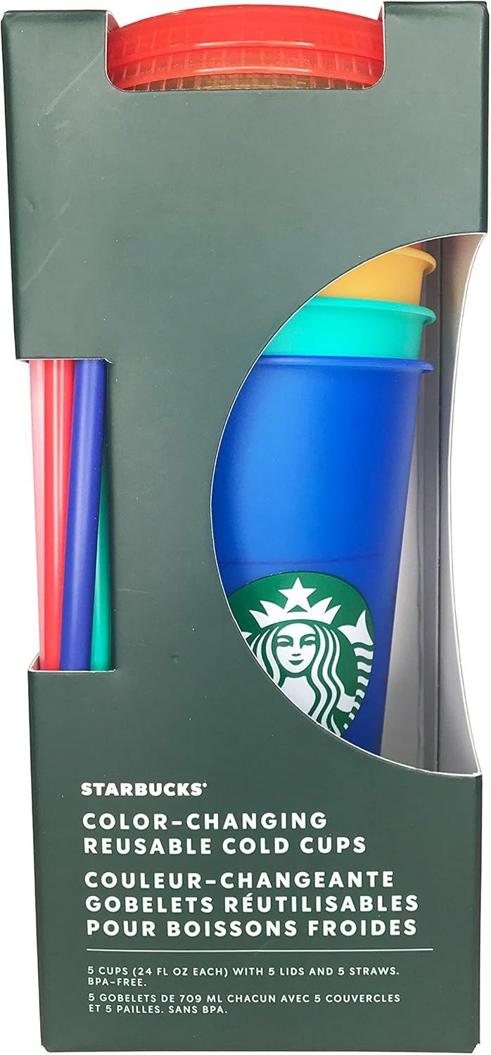 Starbucks 5 X 680ml Reusable Summer Colour Changing Cups Red / Orange / Yellow / Green / Blue | 264DMHWVE