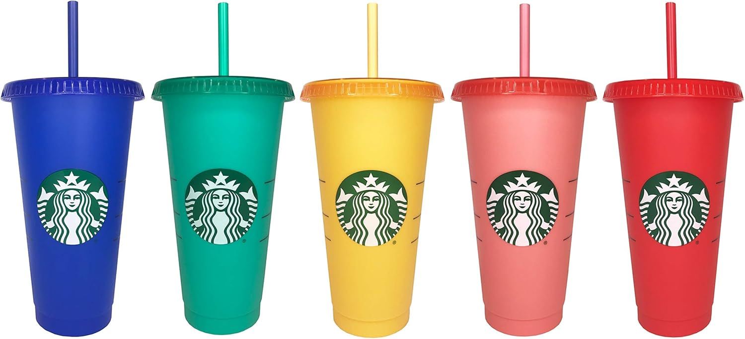 Starbucks 5 X 680ml Reusable Summer Colour Changing Cups Red / Orange / Yellow / Green / Blue | 264DMHWVE