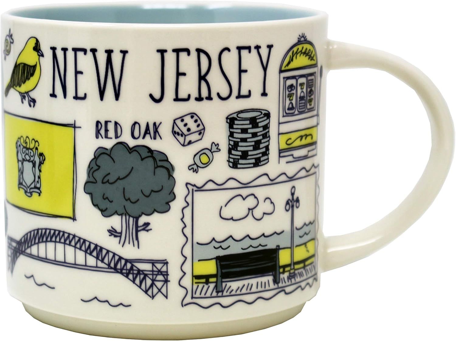 Starbucks Been There Series New Jersey Ceramic Mug, 14 Oz Navy Blue / Yellow / White / Grey | 368NWGQCZ