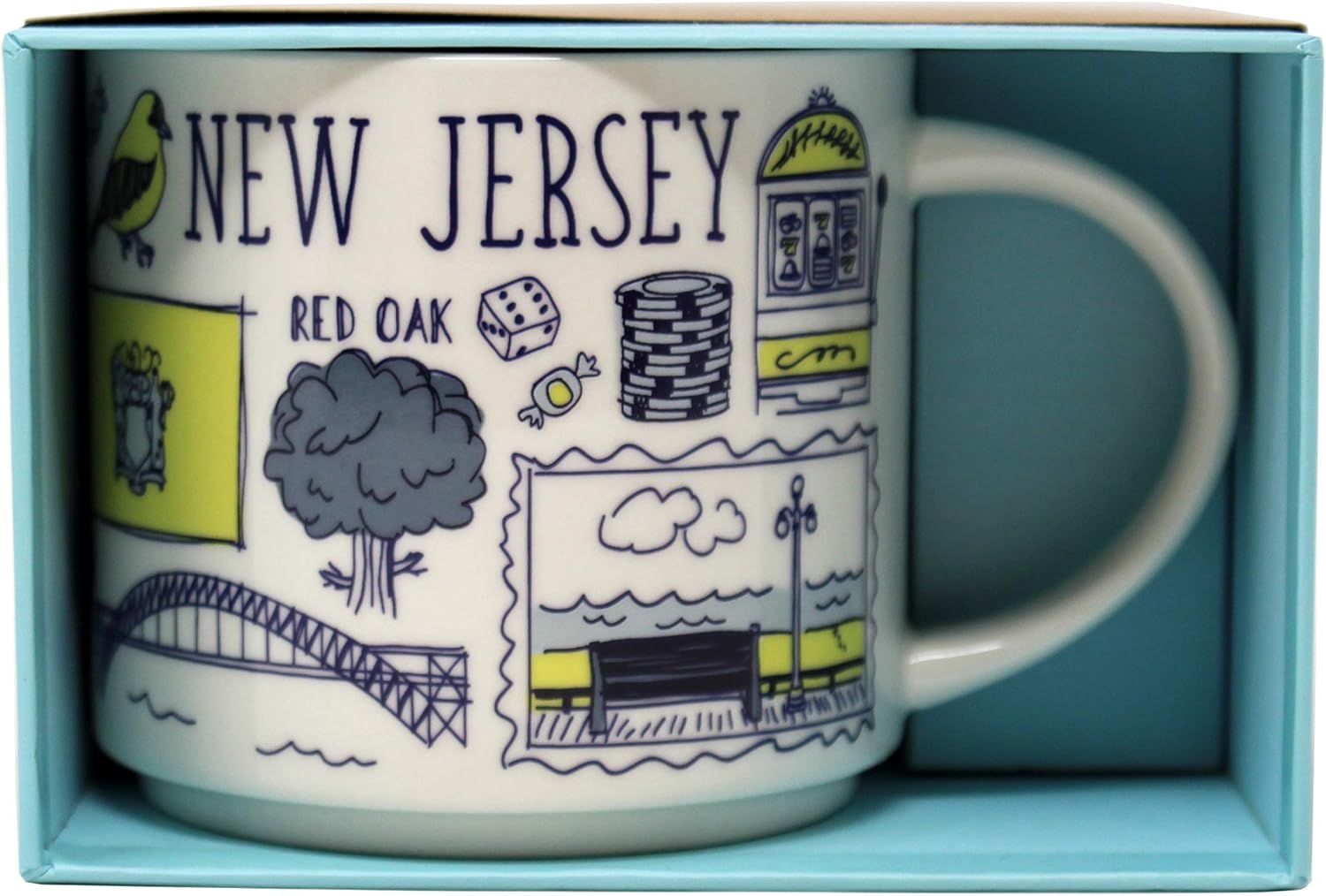 Starbucks Been There Series New Jersey Ceramic Mug, 14 Oz Navy Blue / Yellow / White / Grey | 368NWGQCZ