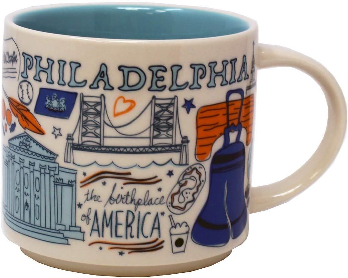 Starbucks Been There Series Philadelphia Ceramic Mug, 14 Oz Blue | 258NJHZXE