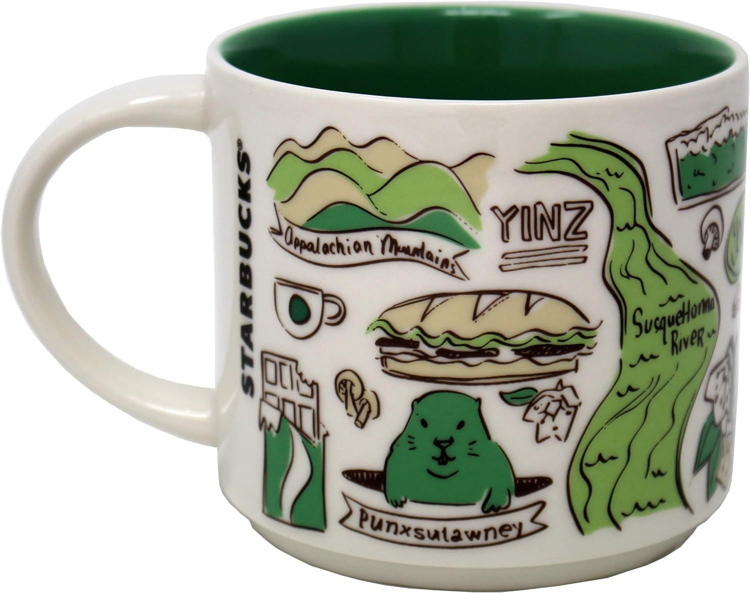 Starbucks Ceramic Been There Series Pennsylvania Mug, 14 Oz Green | 156XIAMDL