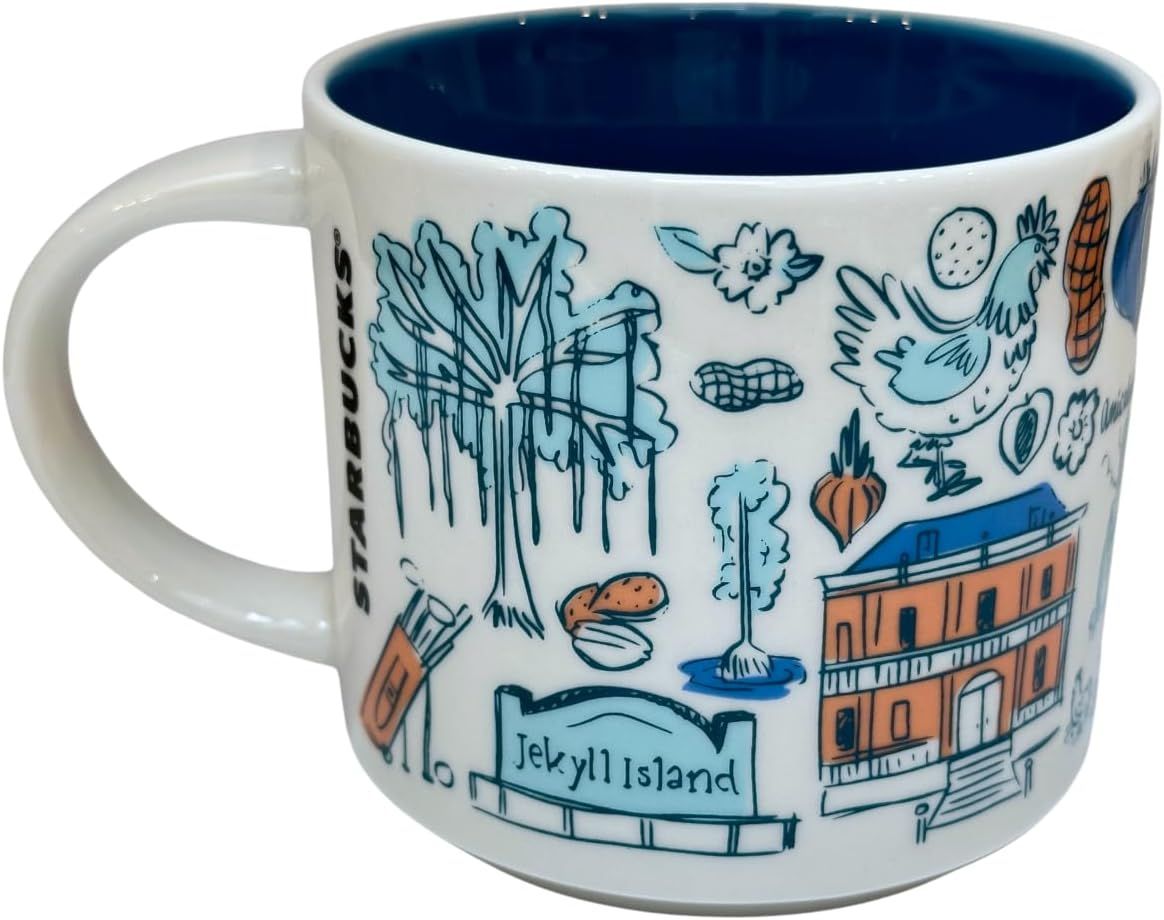 Starbucks Ceramic Georgia Mug Been There Series Across The Globe Collection,14 Fluid Ounce Blue | 936ANKEDC