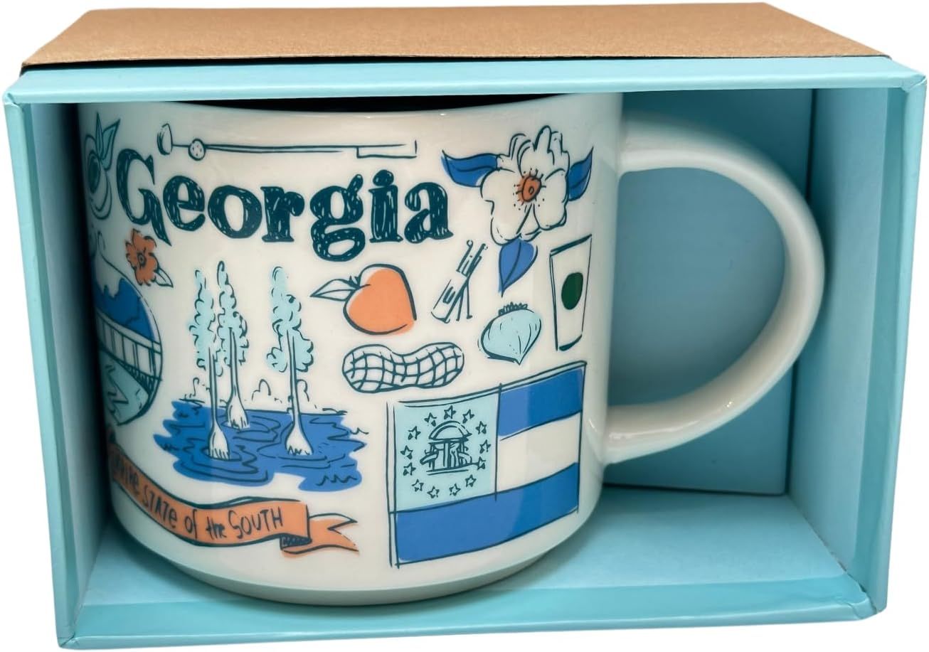 Starbucks Ceramic Georgia Mug Been There Series Across The Globe Collection,14 Fluid Ounce Blue | 936ANKEDC