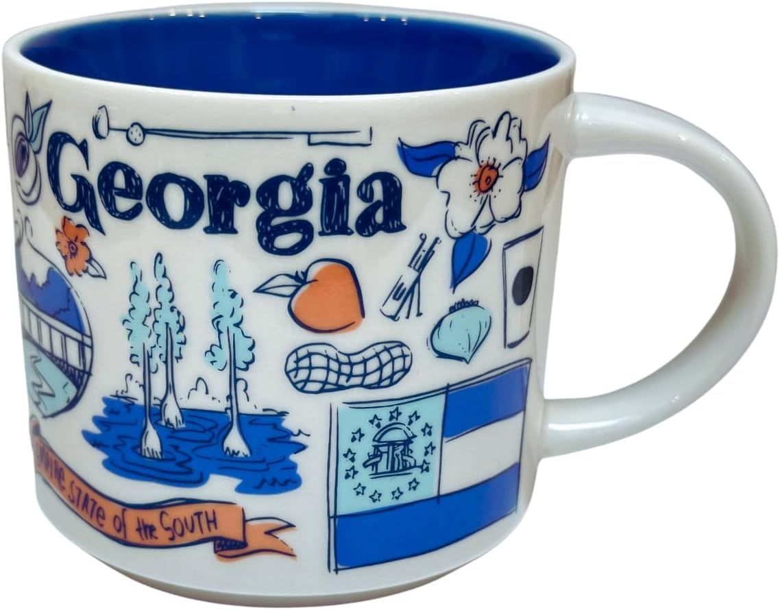 Starbucks Ceramic Georgia Mug Been There Series Across The Globe Collection,14 Fluid Ounce Blue | 936ANKEDC