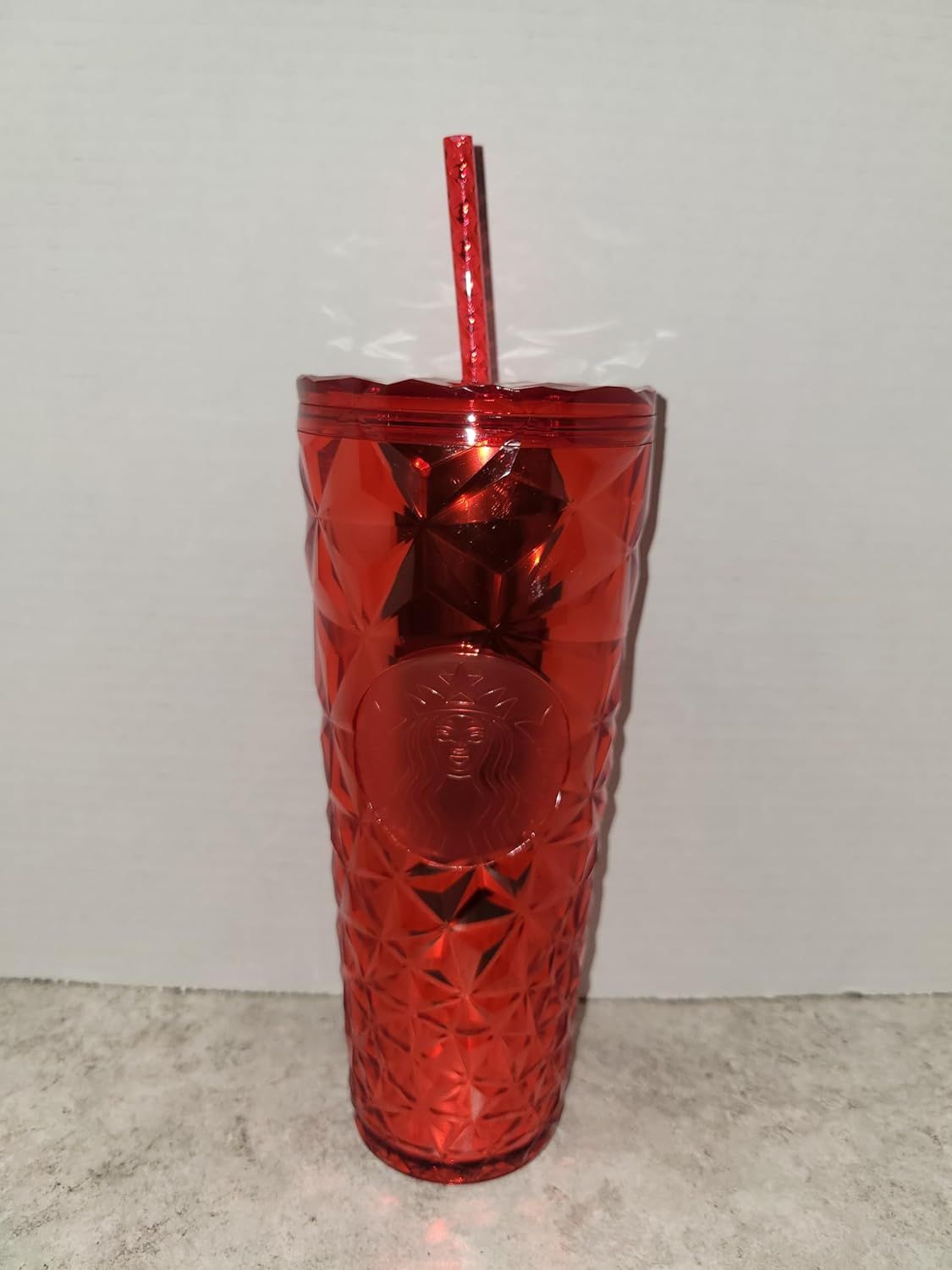 Starbucks Christmas Holidays Red Diamond Prism Crystal Venti 24oz Tumbler Red | 260FWNBIM