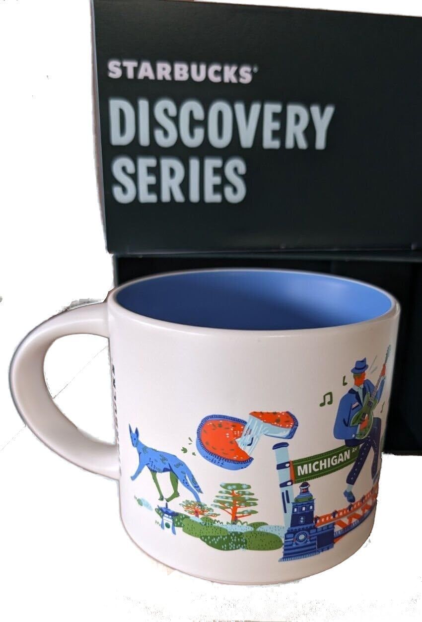 Starbucks Discovery Series Chicago Ceramic Coffee Mug, 14oz, White And Blue White Blue | 602TGMCJU