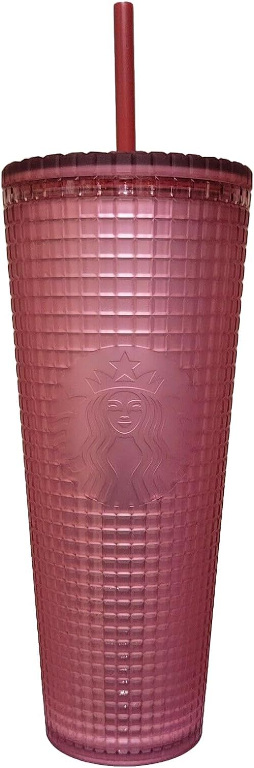 Starbucks Dusty Rose Pink Berry Shimmer Grid Cold Cup Tumbler 24 Oz Venti Rose Pink | 583ZLEDAW