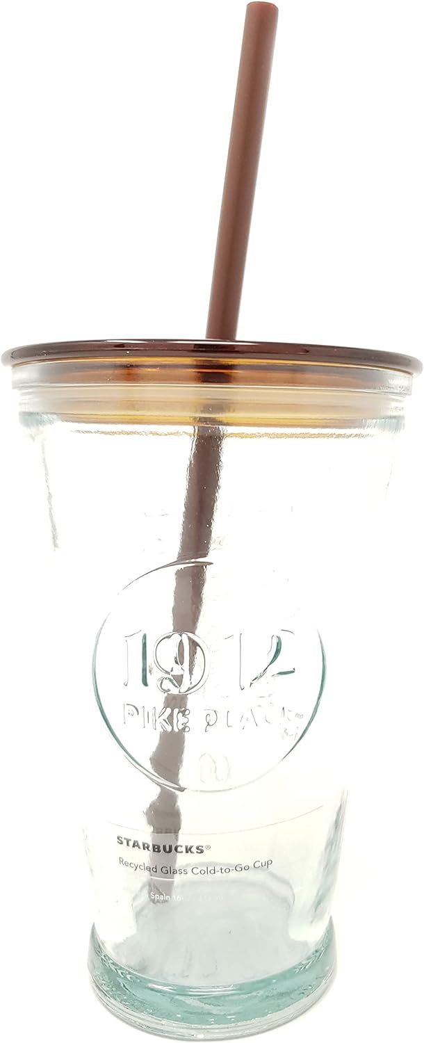 Starbucks Exclusive Seattle 1912 Pike Place First Store Brown Recycled Glass Cold Cup, 16 Fl Oz Brown | 815EXFNIU