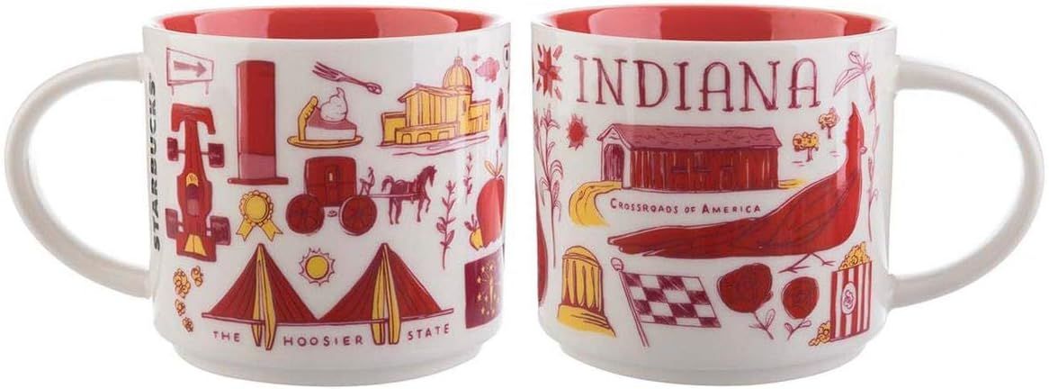 Starbucks Indiana Ceramic Mug Been There Series Across The Globe Collection, 14 Ounces Multicolor | 569NOVLAH