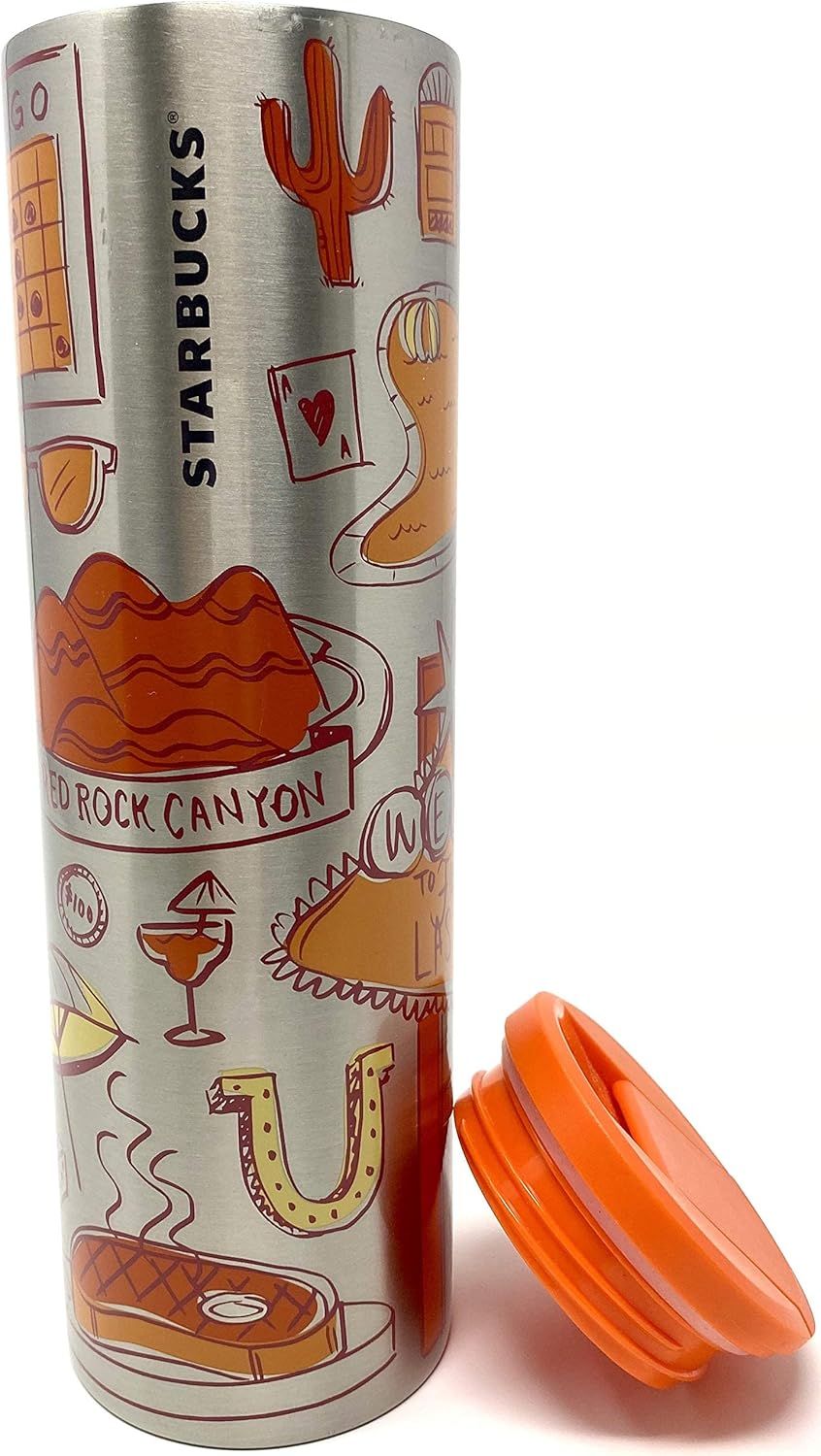 Starbucks Las Vegas Vacuum Insulated Stainless Steel Traveler Coffee Tumbler, 16 Oz Orange | 260ZYHOFC