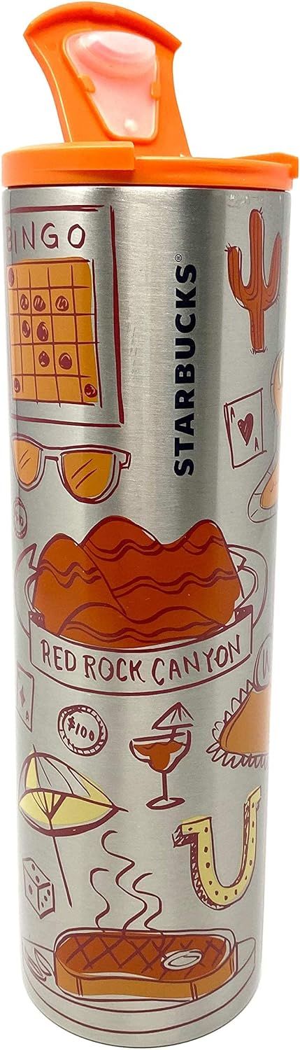 Starbucks Las Vegas Vacuum Insulated Stainless Steel Traveler Coffee Tumbler, 16 Oz Orange | 260ZYHOFC