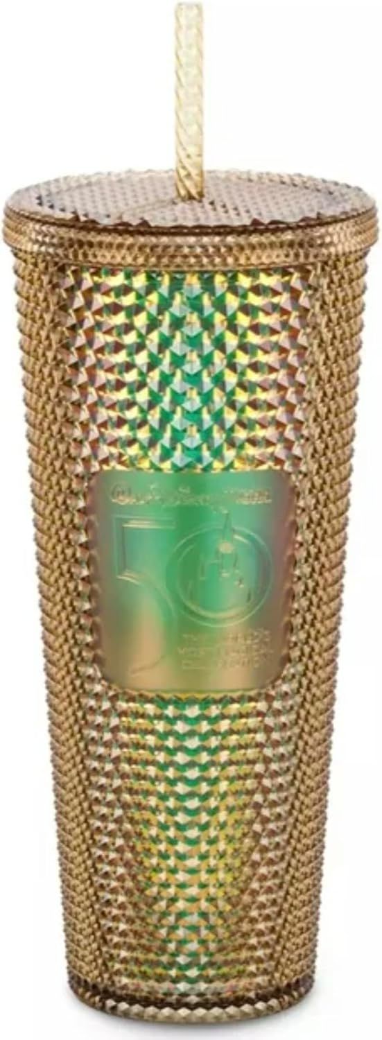 Starbucks Magic Kingdom 50th Anniversary Gold 24oz Studded Cold Cup Tumbler With Straw, 400950668991 Gold | 527OURZKH