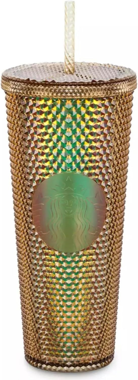 Starbucks Magic Kingdom 50th Anniversary Gold 24oz Studded Cold Cup Tumbler With Straw, 400950668991 Gold | 527OURZKH