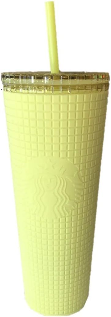 Starbucks Meadow Yellow Grid Soft Touch Tumbler Venti 24 Oz Green | 690ZDWEYT