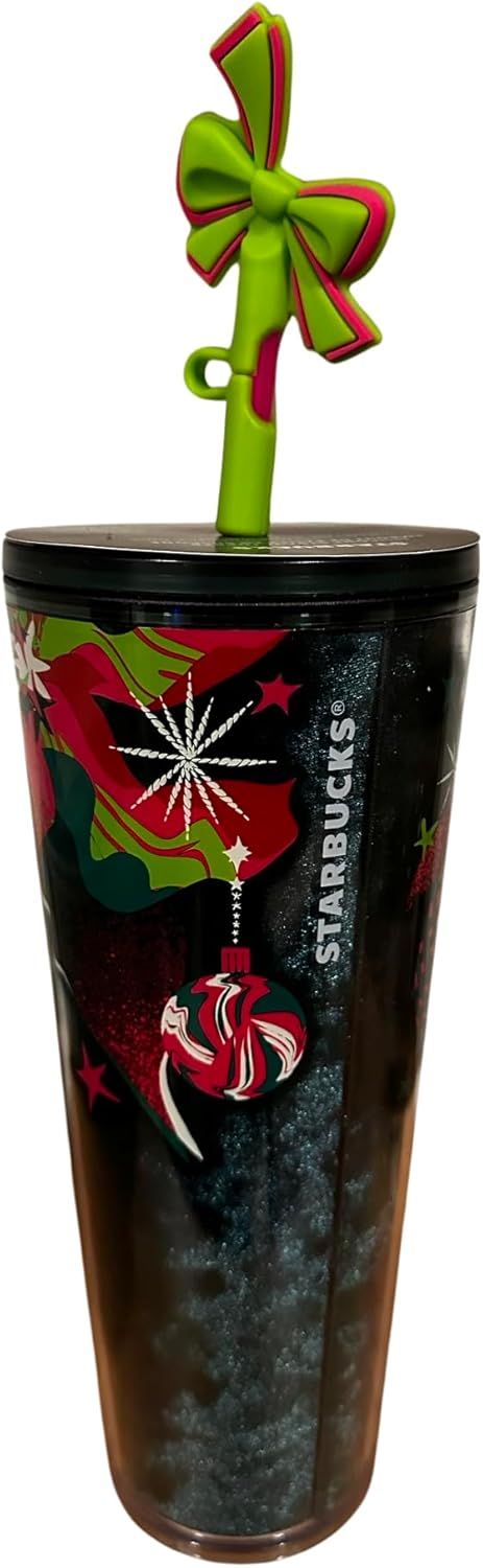 Starbucks Nwt Holiday 2023 Christmas Ribbon & Ornaments Straw Topper Tumbler Multicolor | 650ZYFEIT