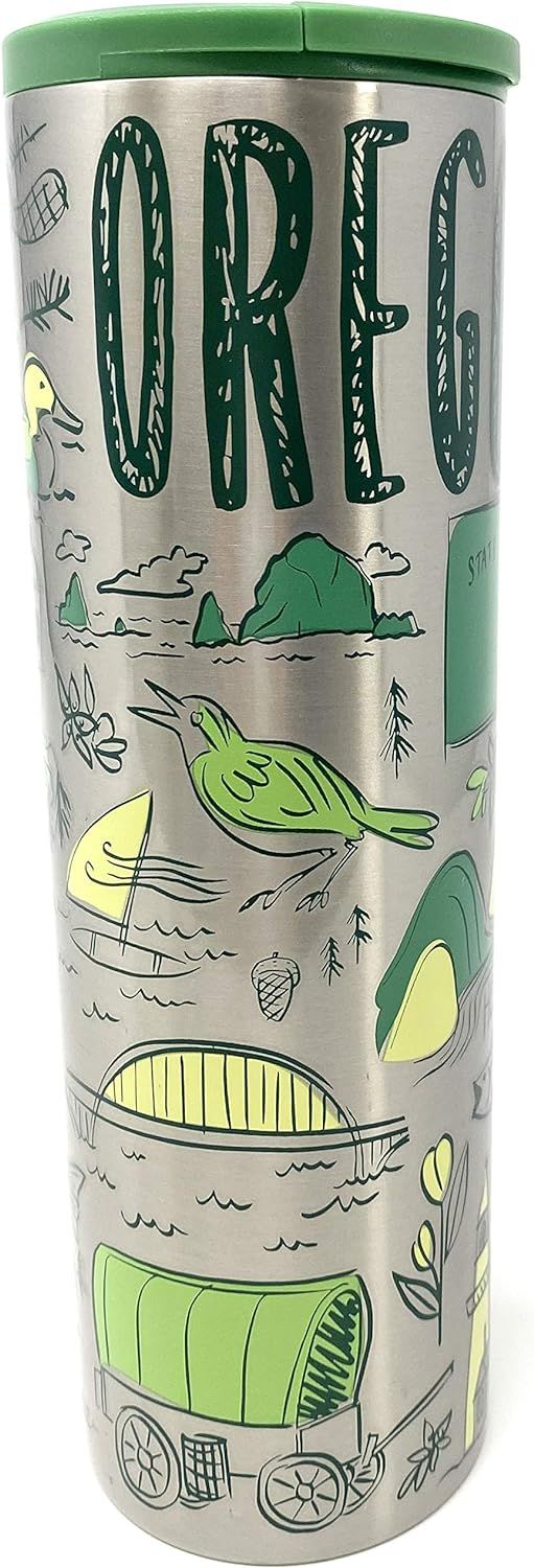 Starbucks Oregon Vacuum Insulated Stainless Steel Traveler Tumbler Coffee Mug 16 Oz Green | 861VDYBZF