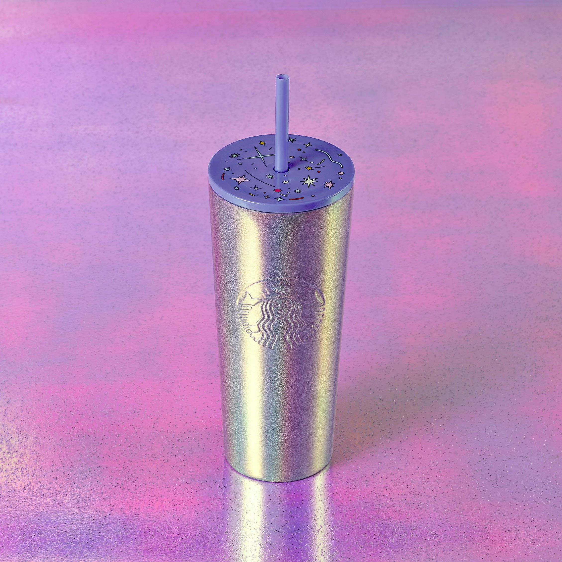 Starbucks Purple Iridescent Glitter Stainless Steel Cold Cup 16oz Purple Grey | 680ZTYSGM