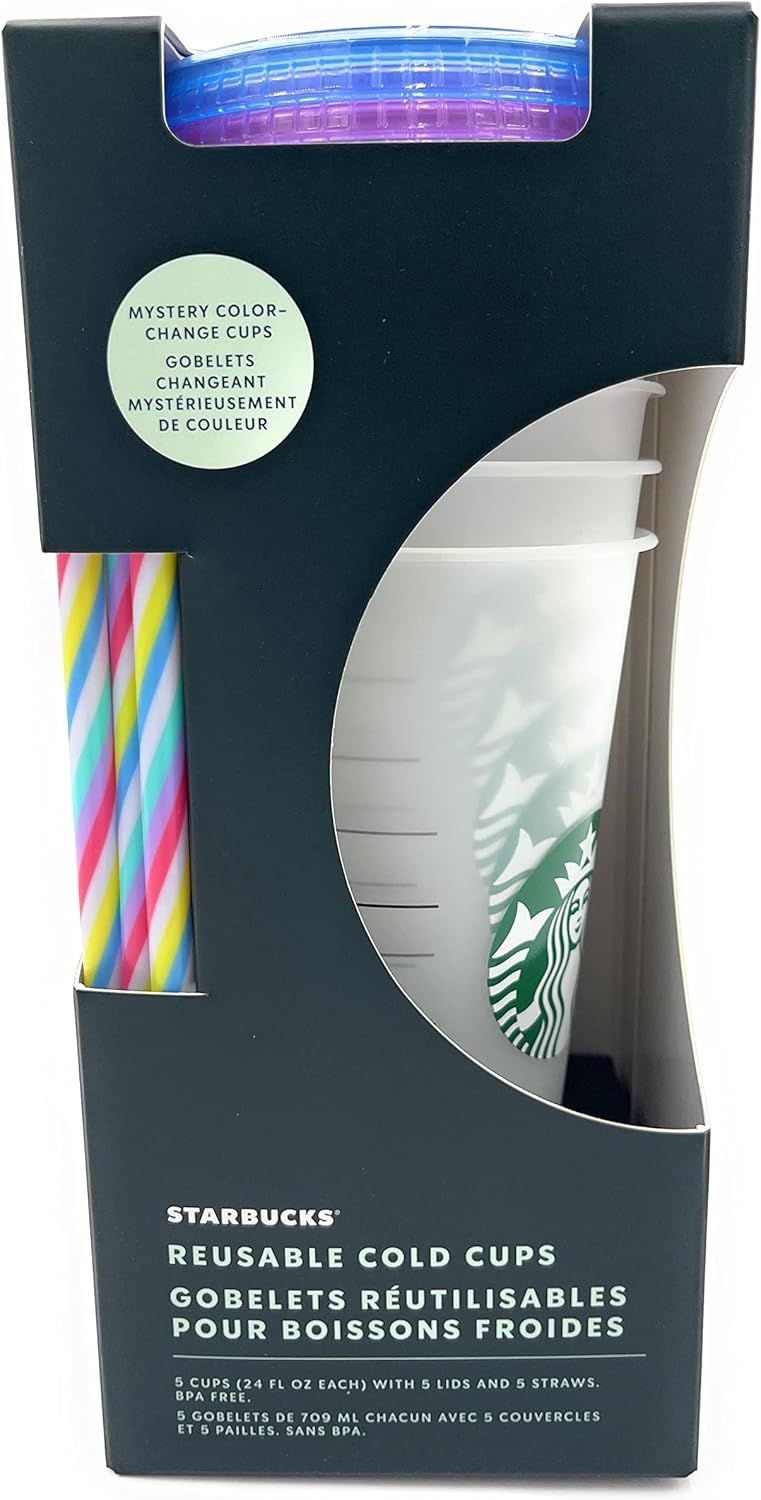 Starbucks Reusable Cold Cups With Lids And Straws (5 Pack), 24oz Each Multicolor | 486QDOIYJ