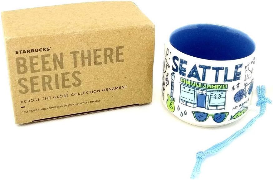 Starbucks Seattle Been There Collection Ceramic Coffee Demitasse Ornament 2 Oz Blue | 469IKUACD